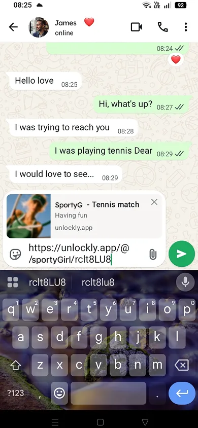 Sharing an unlockly link with a fan in chat